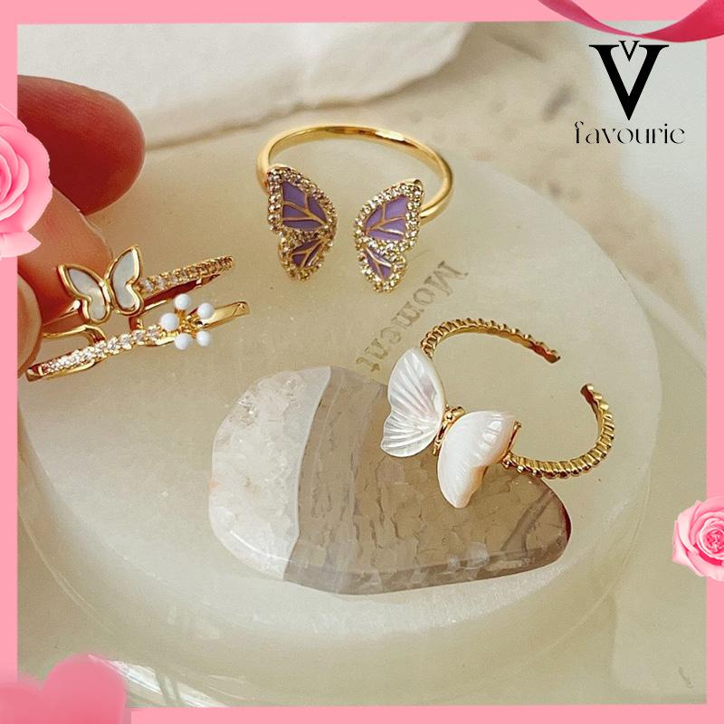 CODCincin Kupu-kupu Wanita Desain Niche Cincin Unik Mutiara kelas atas-FA