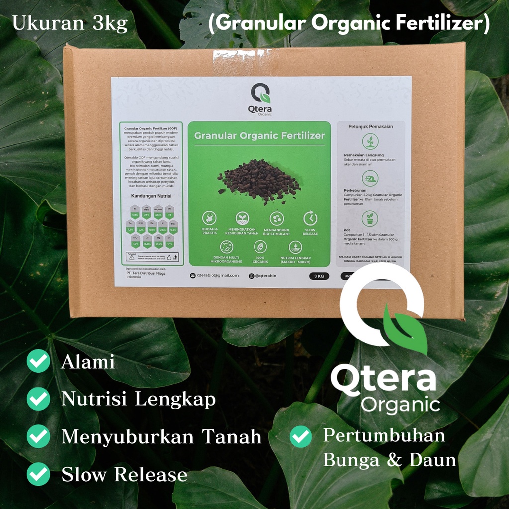 QTERA Granular Organic Fertilizer Pupuk Organik Tanaman Hias NPK 3Kg