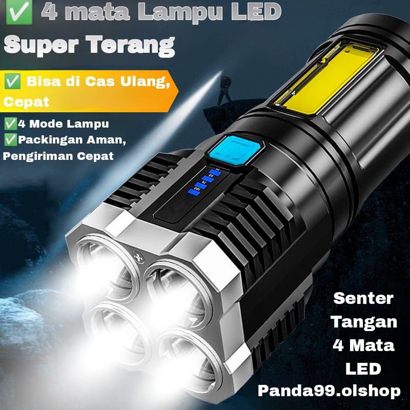 Senter 4mode jarak jauh Senter Camping 4 mata lampu Senter jarak jauh⭐ Panda99 ⭐