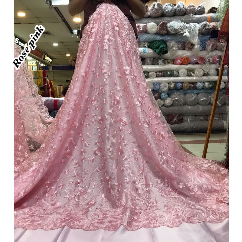 promo..kain bahan tille tulle mutiara/kain bahan brokat mutiara gaun pengantin