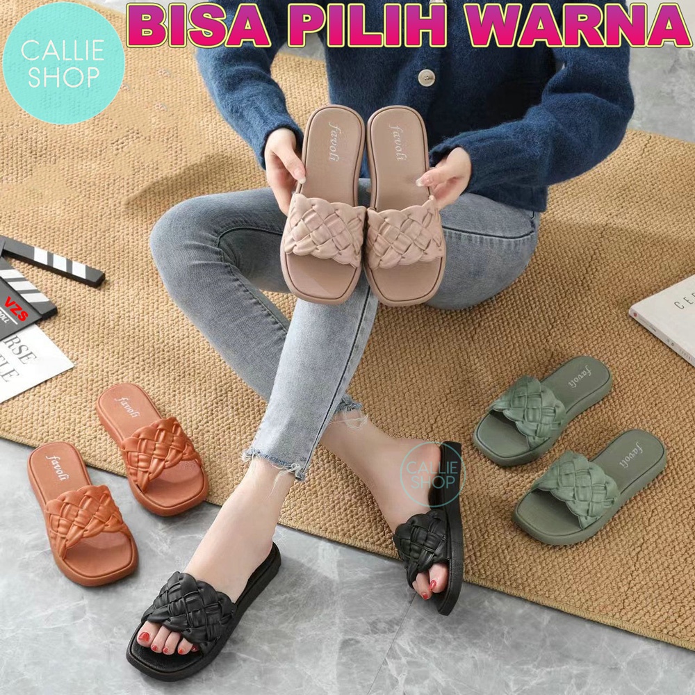 Sandal Wanita Motif Anyam Selop Cantik Favoli SIZE KECIL 2023-1 FAVTKR