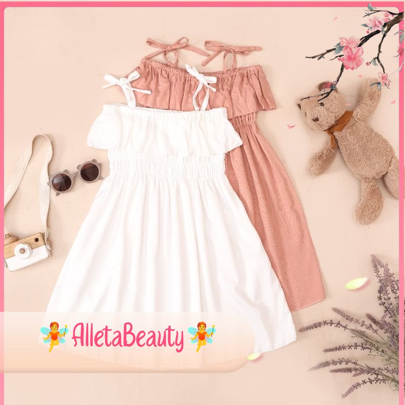AB✓ Dress Alesha Anak Perempuan Model Sabrina / Dress Musim Panas Anak 1-6 Tahun