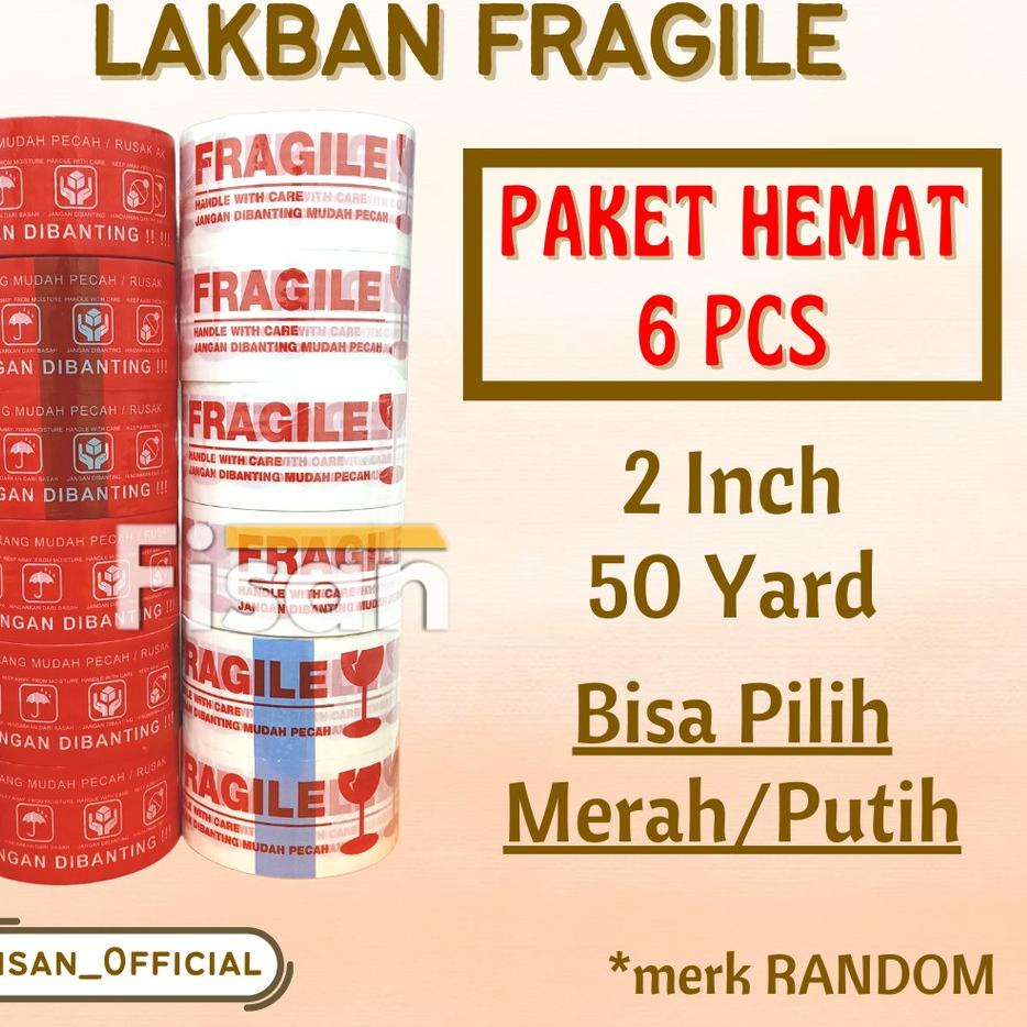 

↩ 6 Pcs Paket Hemat Isolasi Lakban Fragile 2 Inch 48 mm 50 Yard ㅅ