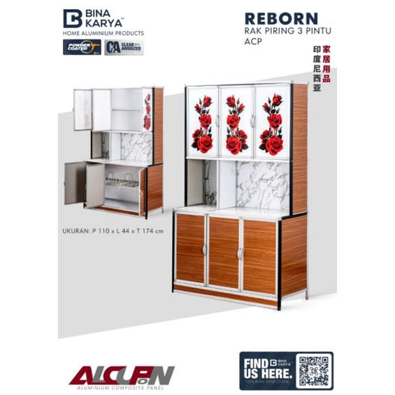 rak piring minimalis 3 pintu bina karya