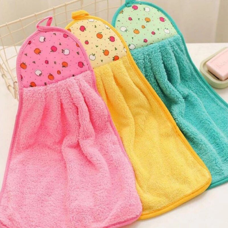 Kain Lap Microfiber Gantung Motif Hand Towel Coral Fleece Serbet Handuk