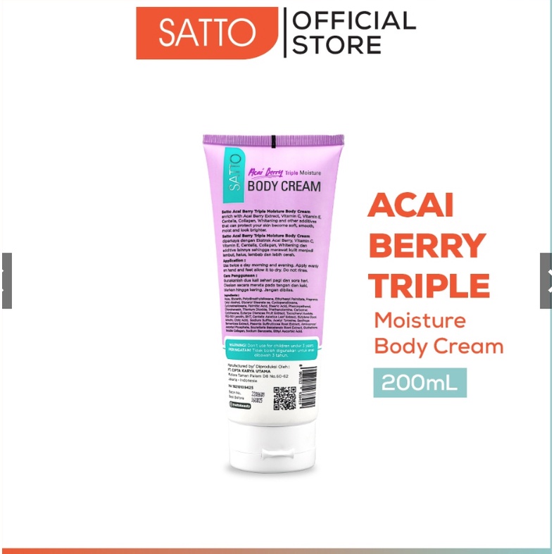 Satto Acai Berry Triple Moisture Body Cream 200 ml