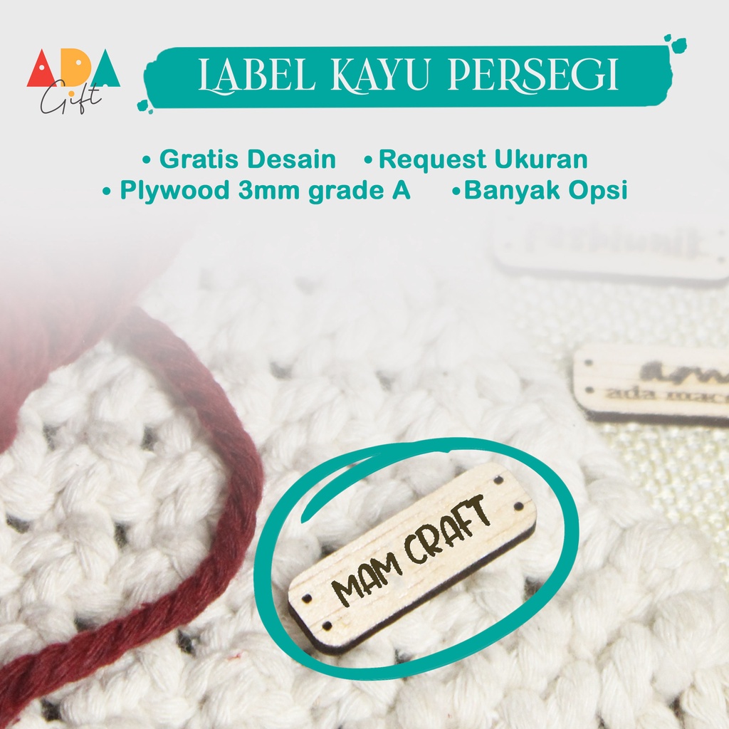 [GROSIR LEBIH MURAH] Hangtag Label Hijab Kayu / Label Produk kayu / Label Produk Kerajinan Tangan/ Tag Sovenir