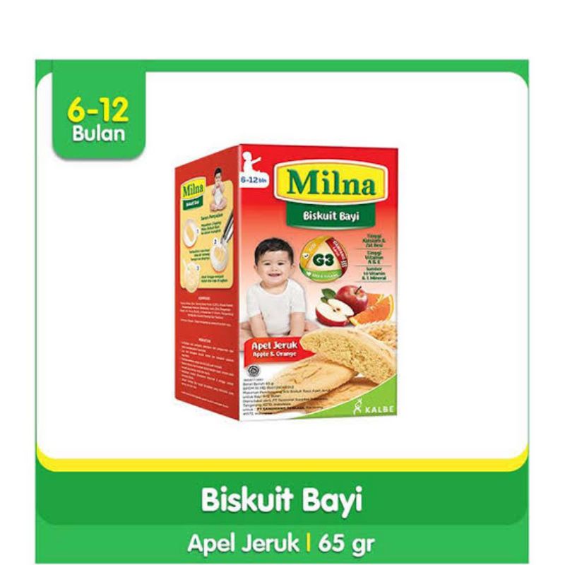 Milna Baby Biskuit Apel Jeruk 65g / Biskuit Bayi