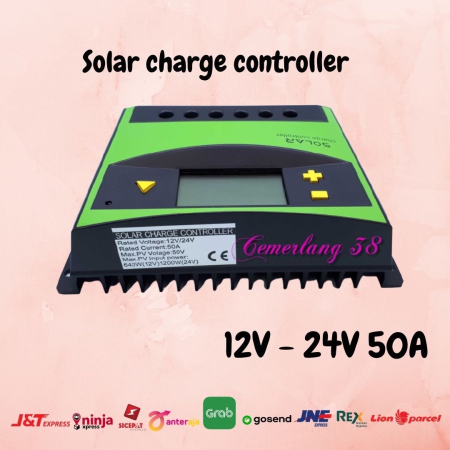 Solar Panel Charger Controller Panel Surya 50A 12V 24V Cell isi daya