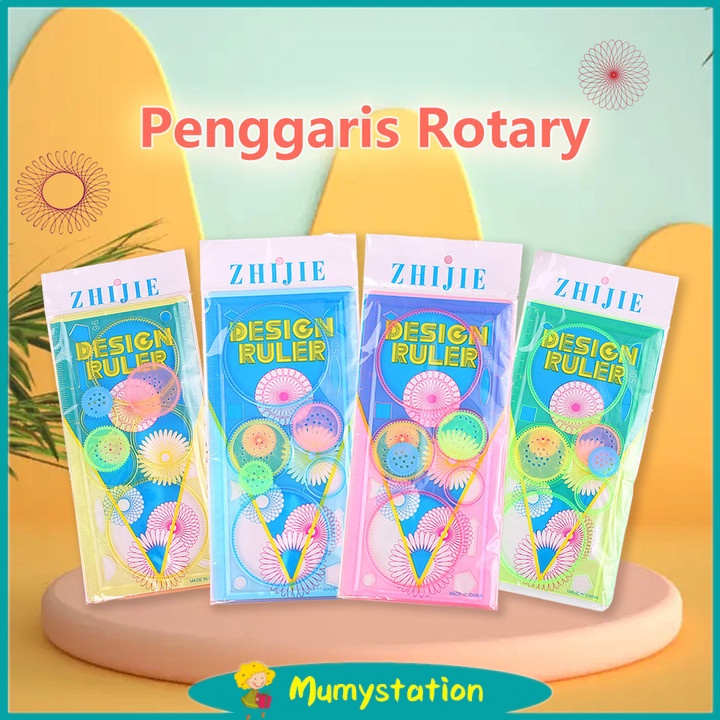 Mumystation Garisan Rotary Pattern Bunga/penggaris rotari  rotary geometri lengkap bunga