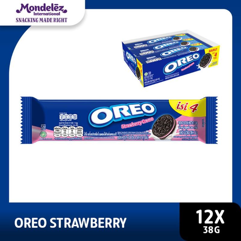 

Oreo Biskuit krim Strawberry 38g x12