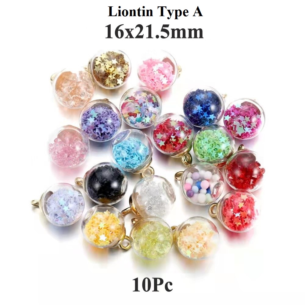 Liontin Bola Kaca Type A Transparan Bentuk Bintang Warna-Warni Harga/10Pc