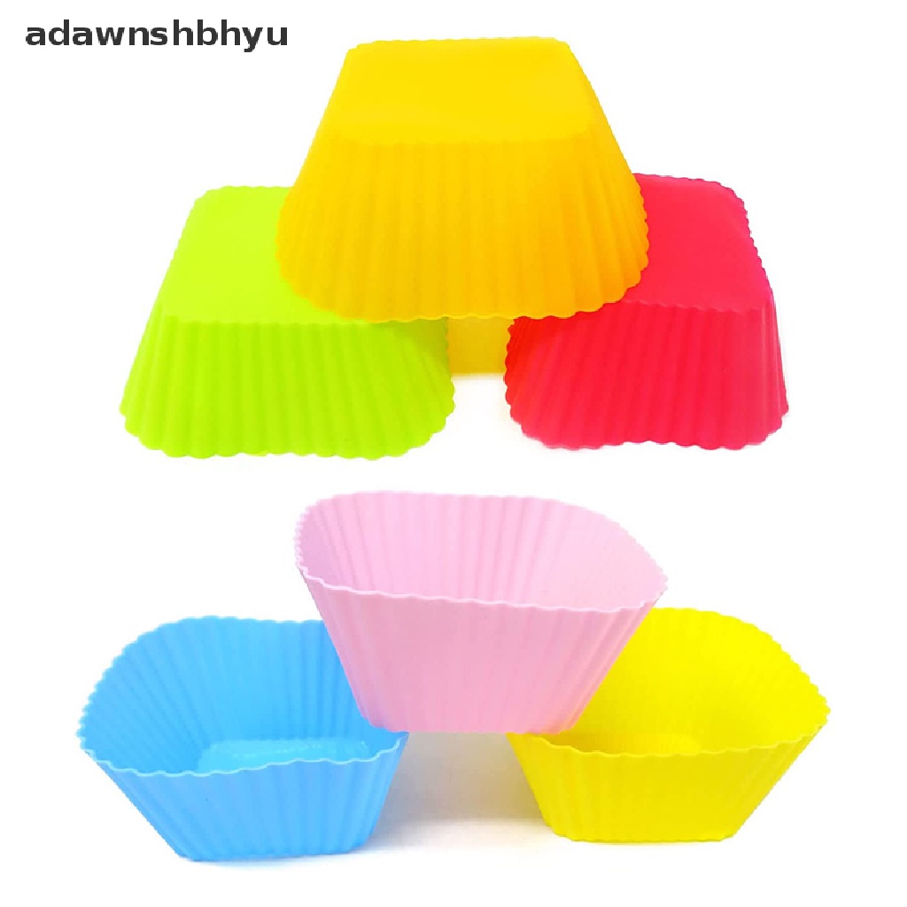 Adawnshbhyu 1 /6PCS Cetakan Silikon Cupcake Bentuk Persegi Muffin Dapur Baking Pastry Tools ID