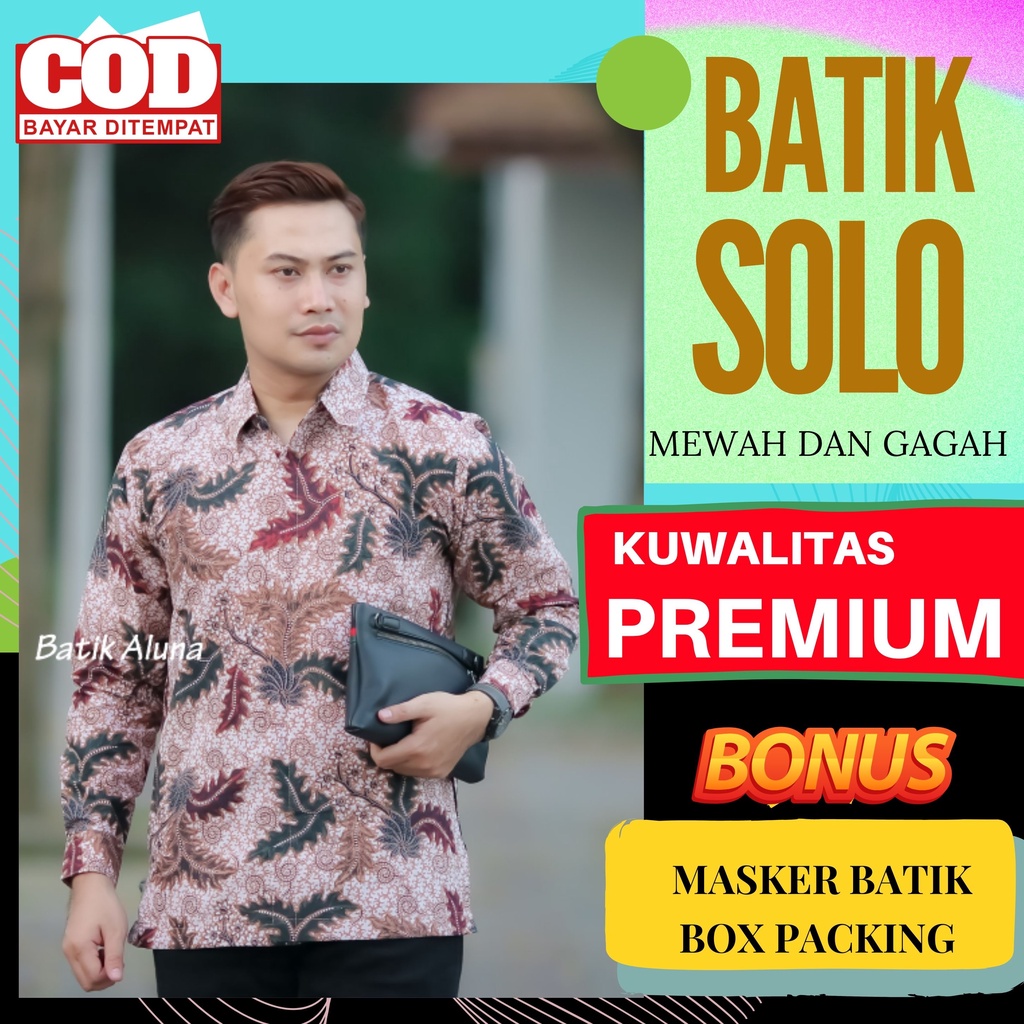 Atasan Kemeja Baju Batik Aluna Pria Lengan Panjang Premium Furing Reguler Fit Baju Cowok Moderen Ori