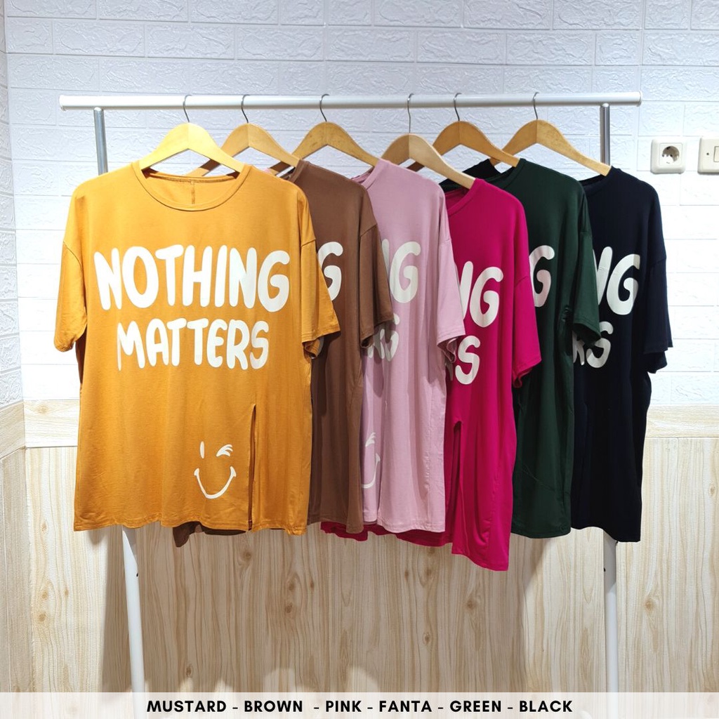 4650 kaos nothing slit oversize t-shirt kaos spandex atasan jumbo wanita