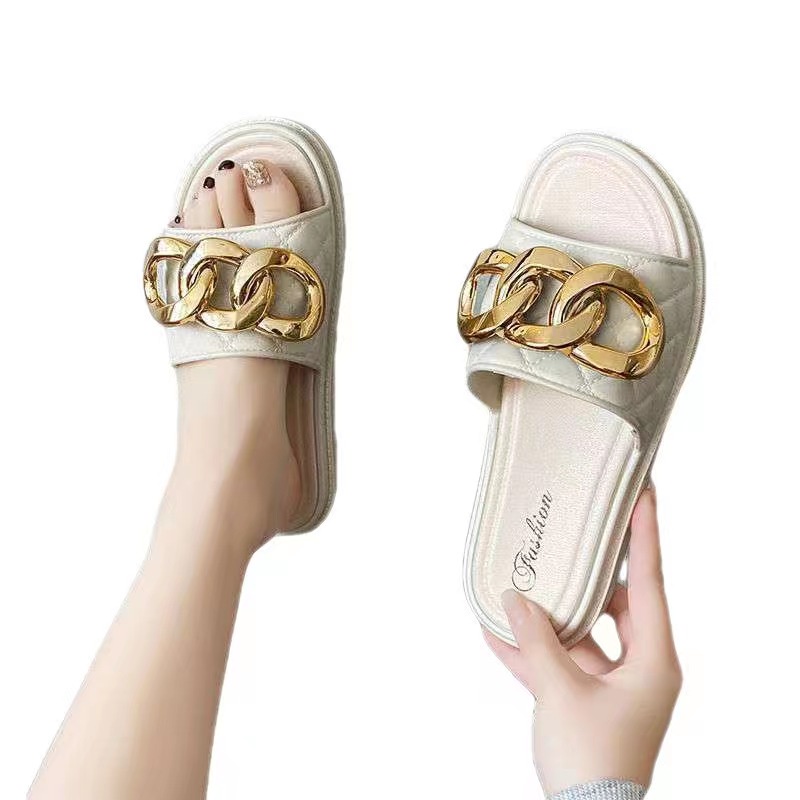 ♫ Megata ♫ SJ035 Sandal Wanita Empuk Motif Rantai Wanita Import