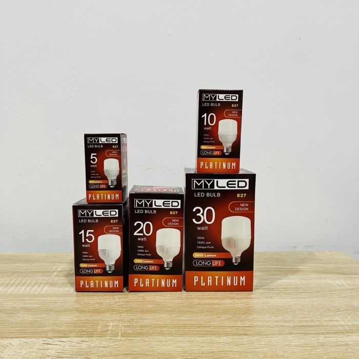 Lampu LED MyLed Platinum 30 Watt Bohlam Bulb 30W 20W 15W 10W 5W W cahaya putih Cool Daylight CDL 7000K E27 luby Capsule Kapsul SNI