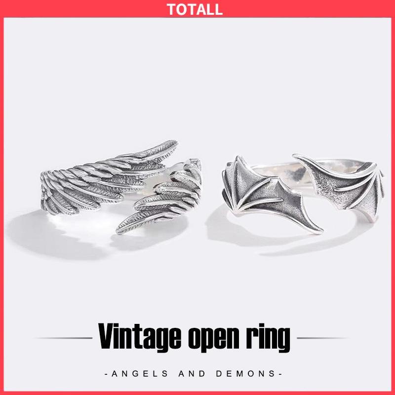 COD Cincin Model Terbuka Desain Sayap Malaikat Demons Gaya Vintage Untuk Pasangan Pria Dan Wanita -Totall