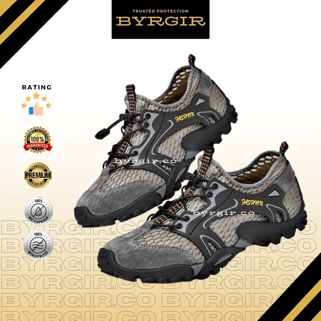 BYRGIR Sepatu Trekking Fashion Mendaki Hiking Touring Ringan Import Tali Outdoor Hiking Casual Shoes Gunung Mendaki Adventure Quick Dry Pria Wanita Breathable Sepatu Olahraga Pantai Touring Ringan Anti Air