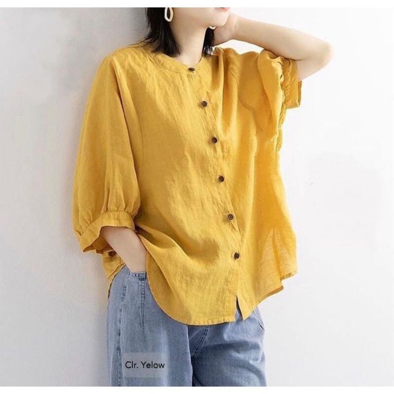BAJU BLOUSE WANITA BAHAN KATUN LINEN PREMIUM