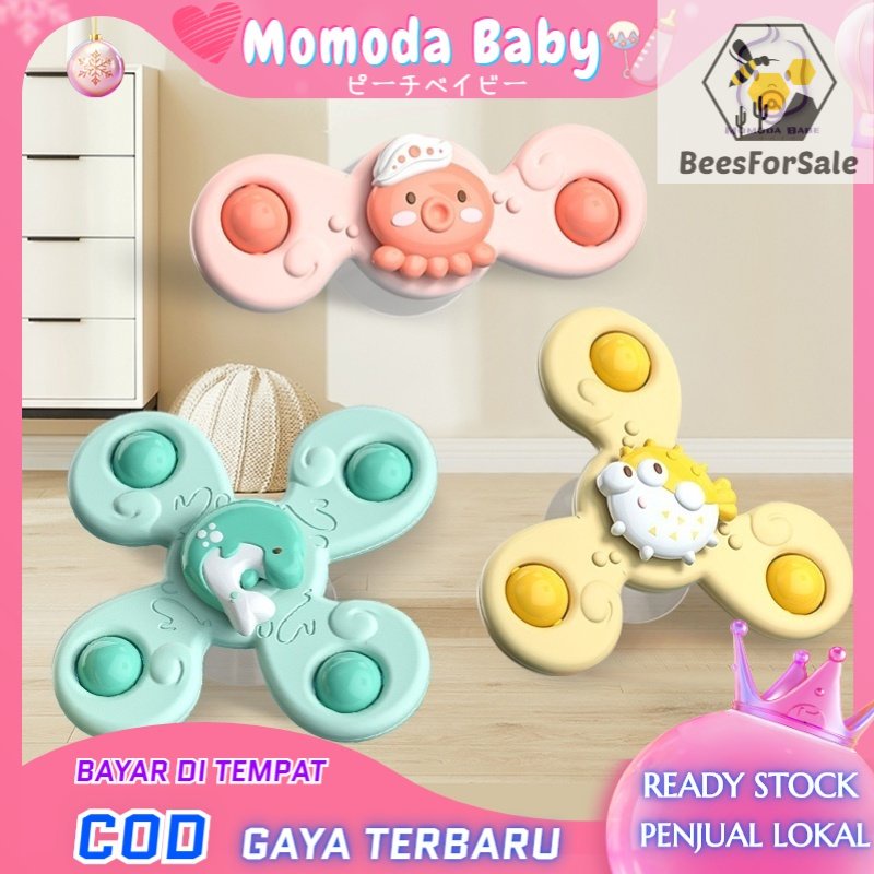 MOMO Mainan Fidget Spinner Anak Pop it Mainan Mandi Bayi Spiner Putar Mainan Genggam Sensor Motorik Bayi/ mainan bayi 3 bulan