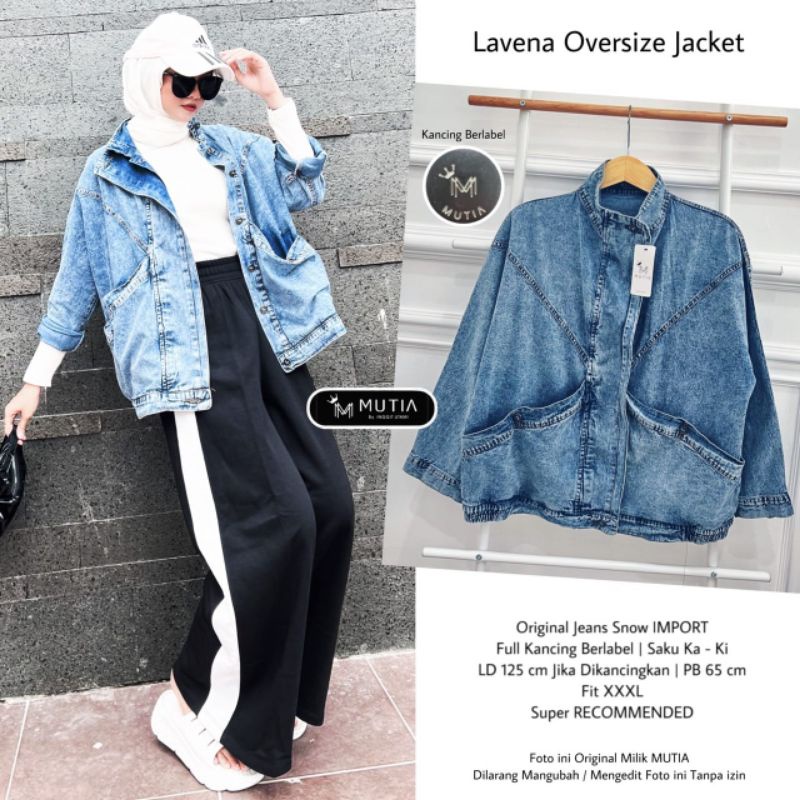 LAVENA OVERSIZE JACKET BY MUTIA / JAKET JEANS WANITA MUSLIMAH / Jaket jeans rekomended