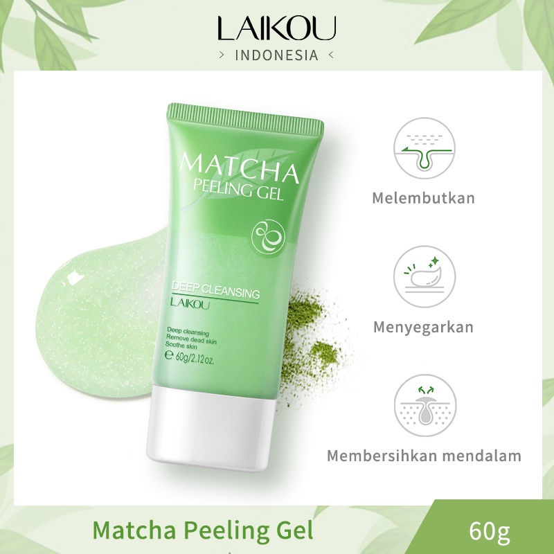 LAIKOU Matcha Facial Scrub Peeling Gel Eksfoliasi Menghilangkan Kulit Mati 60g