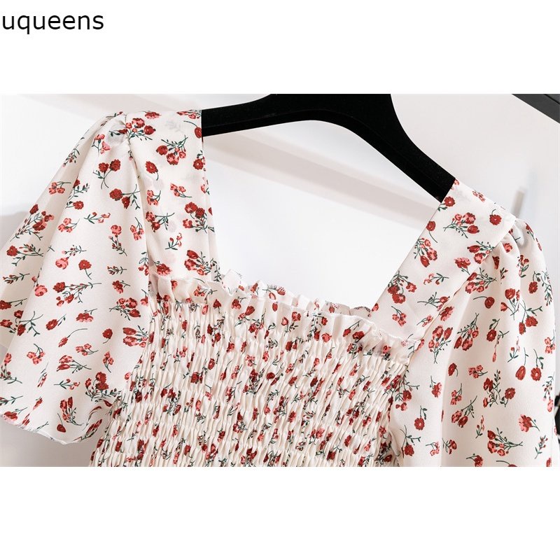 ready stock Dress smock floral bohemian lengan pendek terbaru 3 warna