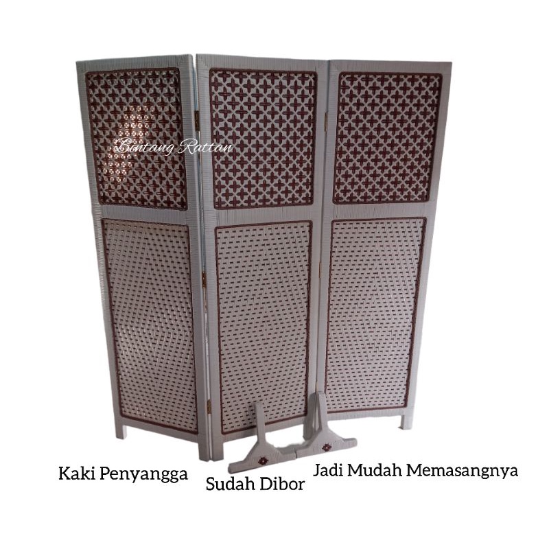 Sketsel Rotan Sintetis Sekat Pembatas Ruangan Partisi 3 Lembar 170 Cm Termurah Terlaris Sekat Tirai