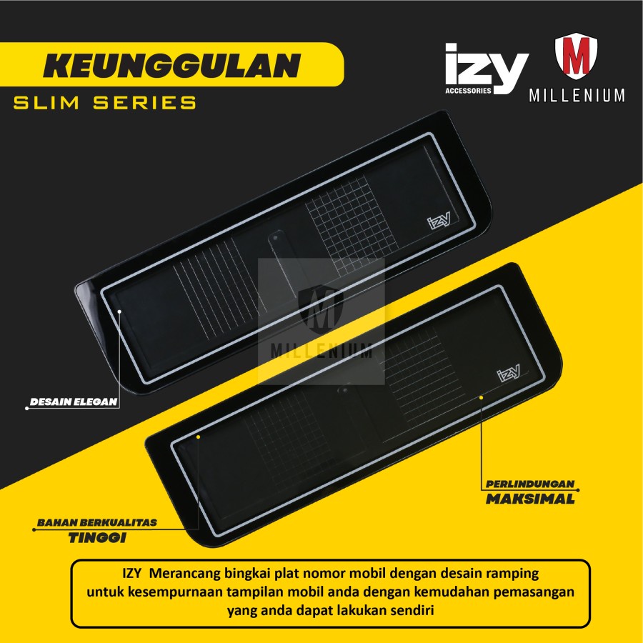 FRAME BRACKET DUDUKAN TATAKAN PLAT NOMOR 46CM IZY SLIM MIKA ACRYLIC UNIVERSAL