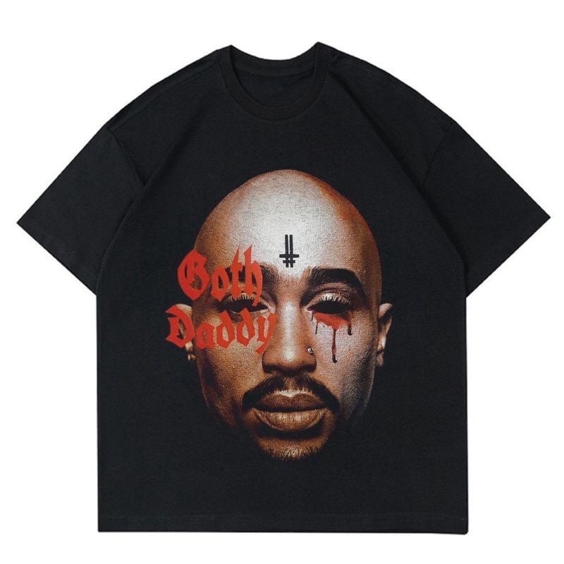 KAOS TUPAC - GOD DADDY | T-SHIRT VINTAGE TUPAC SHAKUR FACE BOX | RAP TEE BAJU HITAM TUPAC SHAKUR OVE