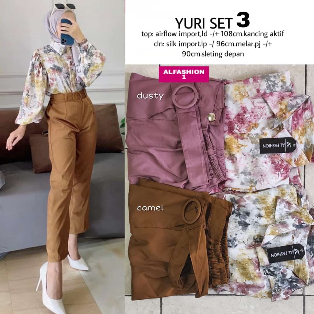 Yuri set By Alfashion / Katya Set / Tunik Set / Setelan Motif Bunga / Setcel Motif Bunga