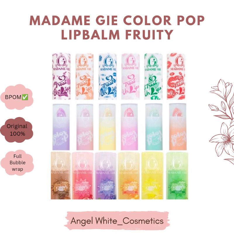ORIGINAL 100% MADAME GIE COLOR POP LIPBALM FRUITY