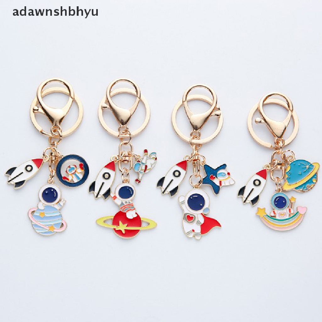 Adawnshbhyu Gantungan Kunci Astronot Space Travel Collection Keychain Planet Star Galaxy Keyring ID