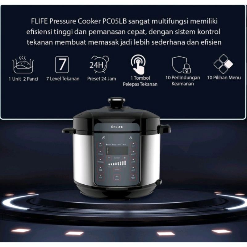 Panci Presto / Pressure Cooker Flife Multifunction PC05LB 5L