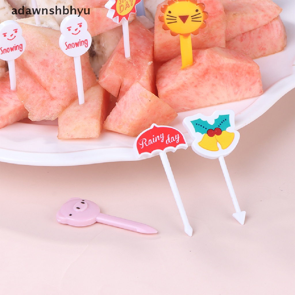 Adawnshbhyu Garpu Buah Hewan Bahan Plastik Food Grade Mini Kartun Anak Kue Fruit Tusuk Gigi ID