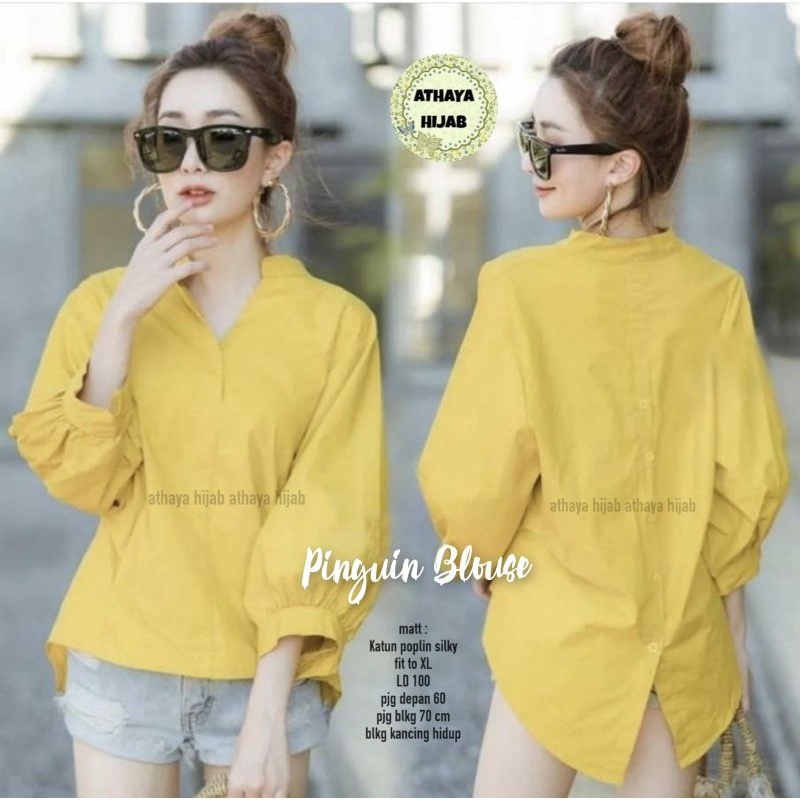 Blouse Katun  Pinguin Blouse Poplin Silky LD 100 Baju Atasan Wanita Musim Panas Modern Terbaru Kekin