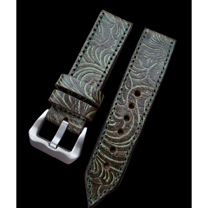 Strap Tali Jam Tangan Kulit sapi Asli Handmade Motif Hijau