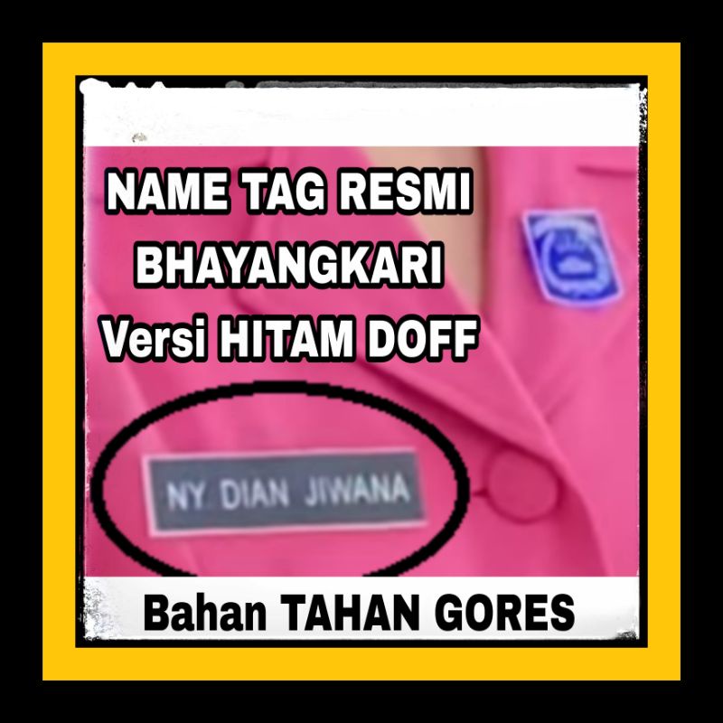 NAME TAG BHAYANGKARI RESMI VERSI HITAM DOFF UKIR / GRAVIR