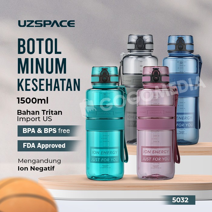 UZSPACE 5032 Magic Ion Energy 1.5L Botol Minum Kesehatan 1.5 Liter 1500ML Original Premium Tritan BP