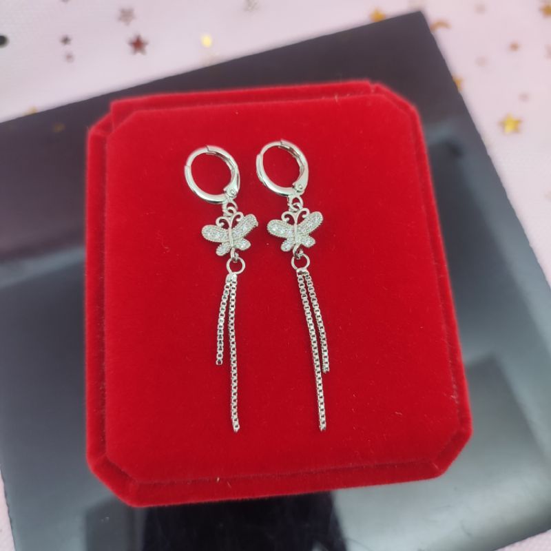 Anting mata 1 silver yaxiya panjang anti karat