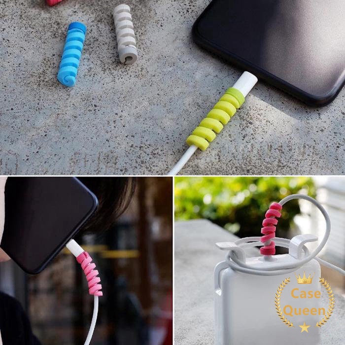 1pc Kabel Data Bahan Silikon Spiral Untuk IPhone Android