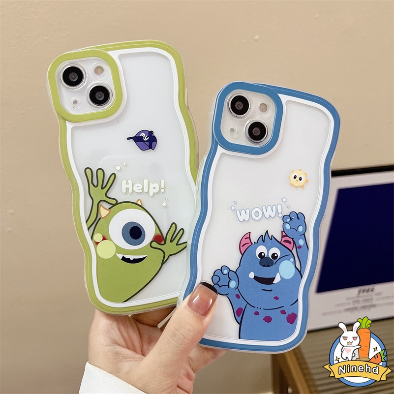 IPHONE Casing Kompatibel Untuk Iphone14 13 12 11 Pro Max X Xr Xs Max8 7 6 6s Plus Kartun Lucu Monster Bergelombang Frame Phone Case Transparan Shockproof Airbag Pelindung Silikon Soft Case