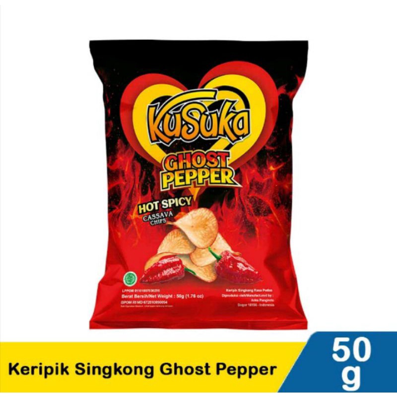 

Kusuka Keripik Singkong Ghost Pepper 50gr - Kripik Singkong Super Pedas Membara