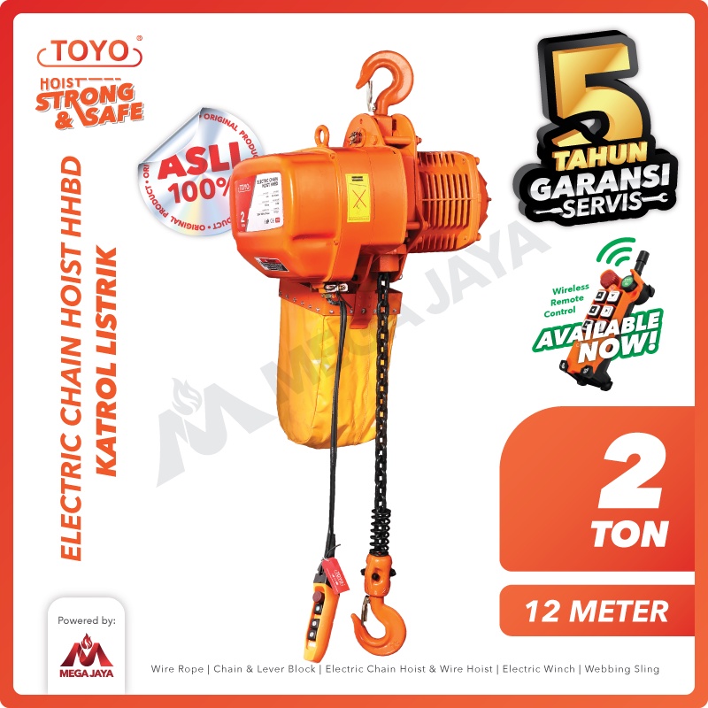 TOYO Electric Chain Hoist 2 Ton x 12 Meter HHBD Series