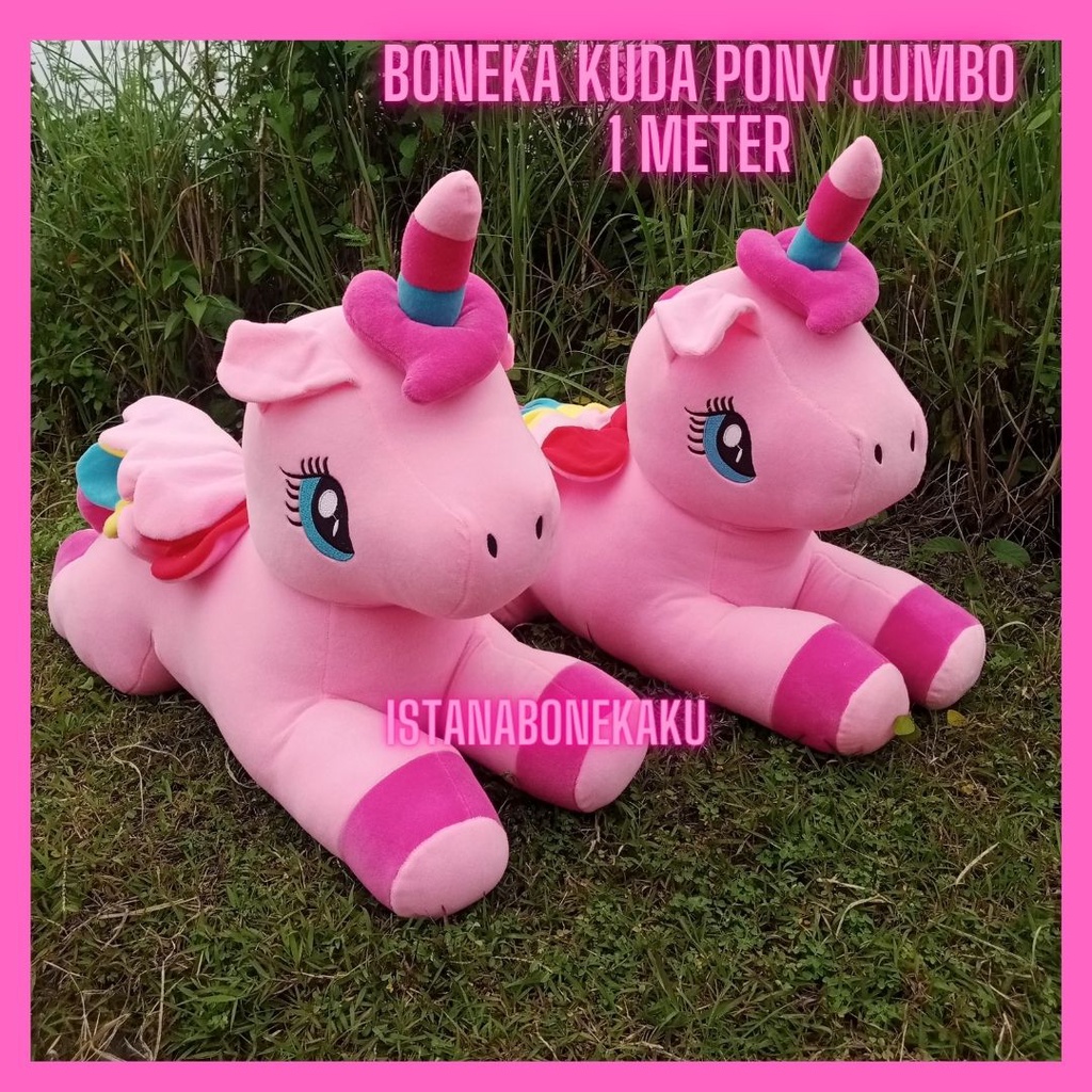 Boneka Kuda Pony  Unicorn Jumbo Little Poni Dacron Murni SNI Panjang 1 Meter