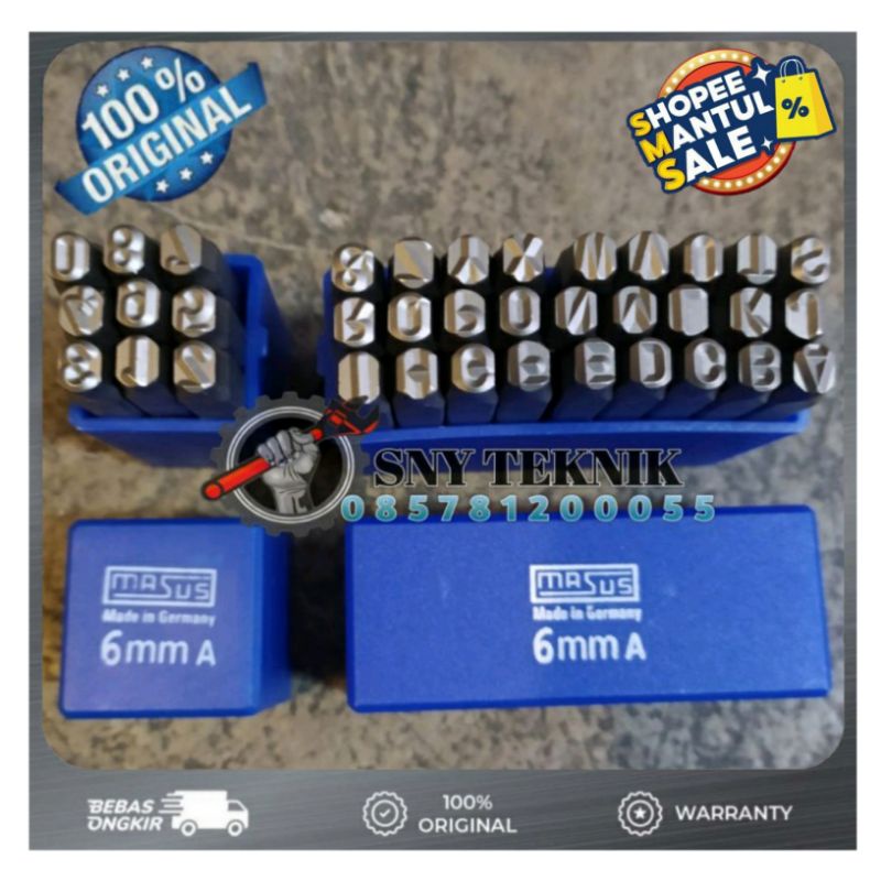 Huruf Ketok dan Angka Set 6 mm MASUS GERMANY