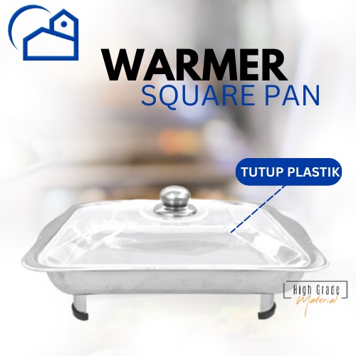 Wadah Saji Prasmanan 4522 Tempat Prasmanan FastFood Dish Warmer Square Pan Tutup Kaca / Prasmanan Set Wadah Saji-Stainless Steel Bentuk Persegi Panjang Tutup Plastik 4722