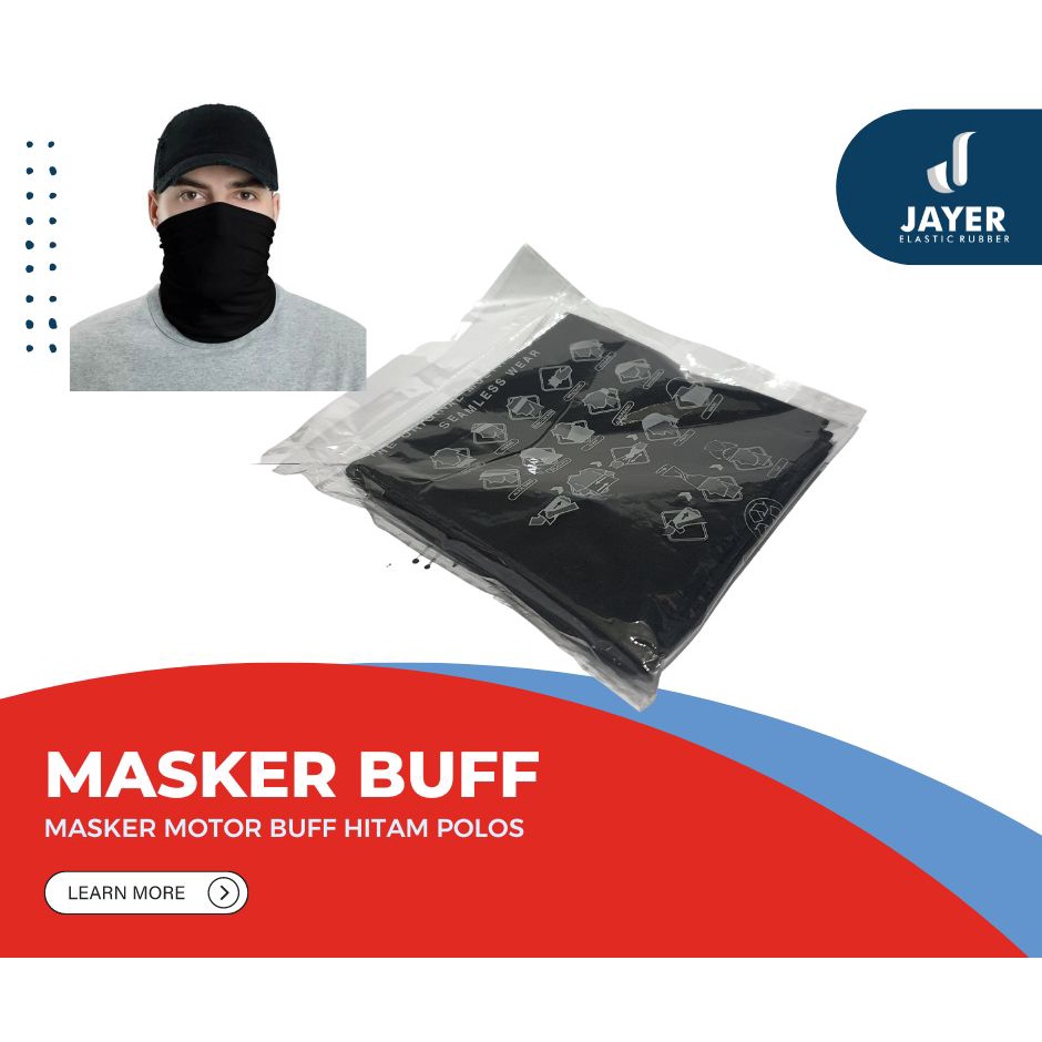 Masker Buff motor Hitam polos 100% Polyester Microfiber Import