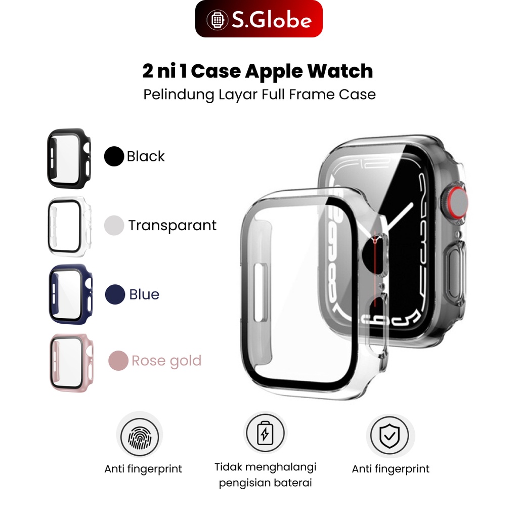 2 in 1 APPLE WATCH Case Bumper Tempered Glass Screen Protector iWatch Full Frame